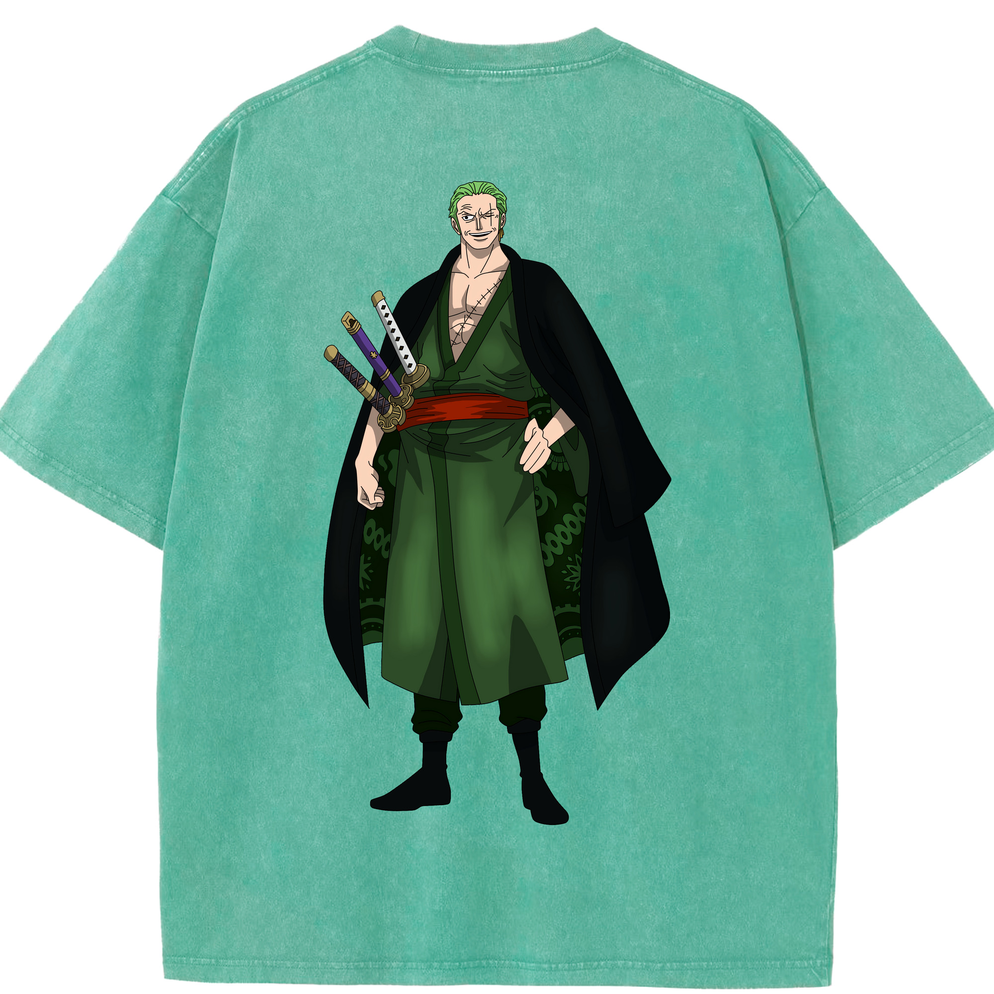 ワンピース ロロノア・ゾロ ONE PIECE Roronoa Zoro 綿100% ヴィンテージ風 半袖Tシャツ（背面プリント）